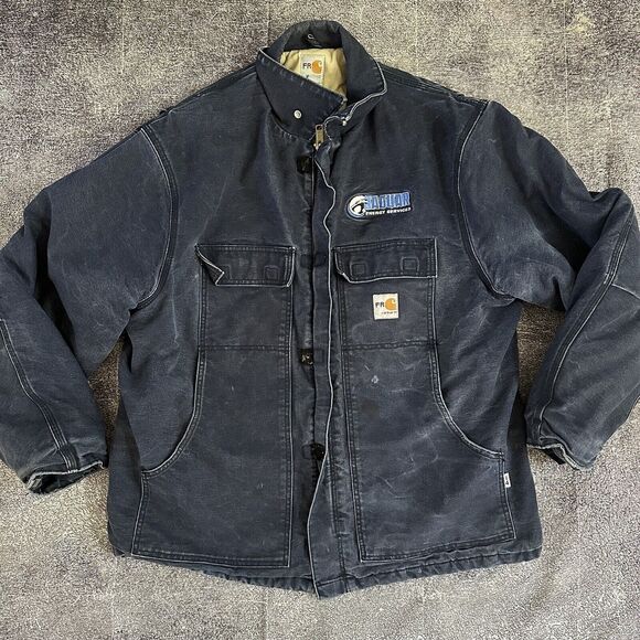 Carhartt Other - Men's Carhartt Flame Resistant FR Duck Navy Blue Traditional Coat Jacket Sz XL